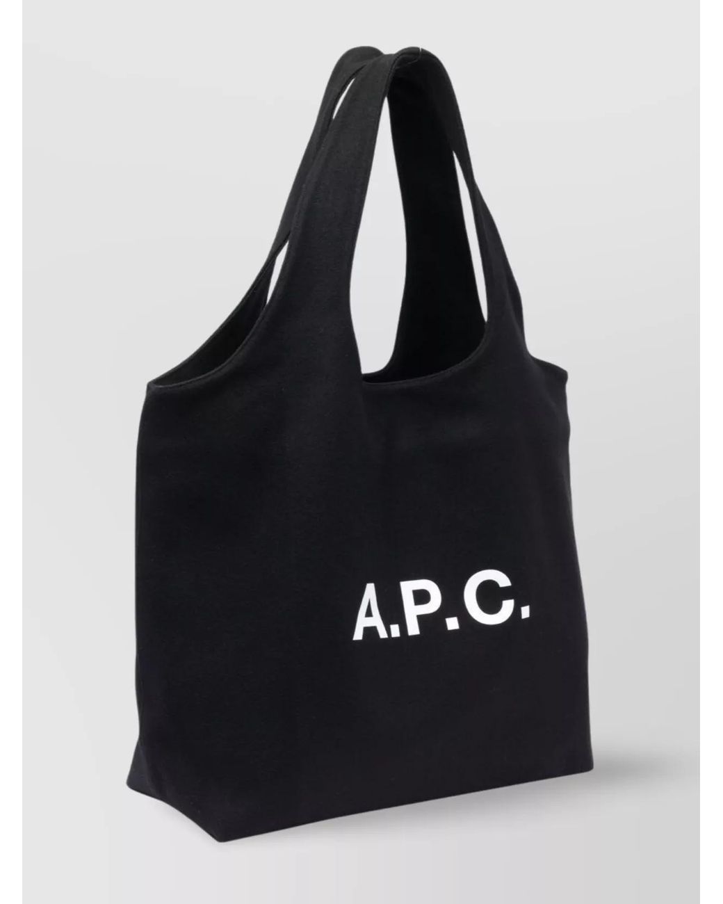 A.P.C. Black Cotton Logo Print Tote Bag for men