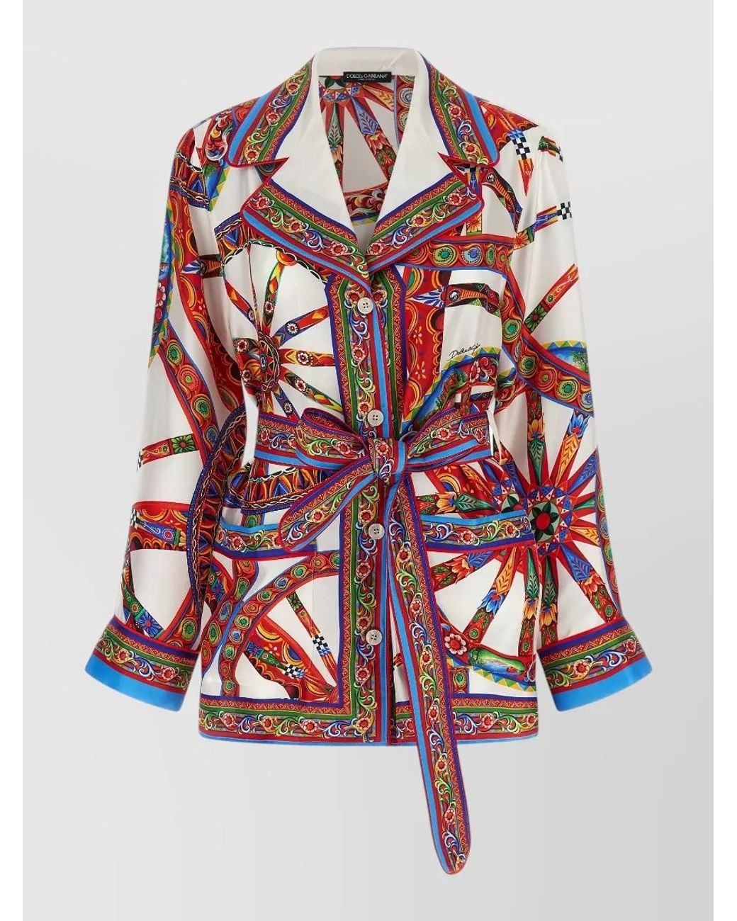 Dolce & Gabbana Red Silk Printed Shirt Jacket