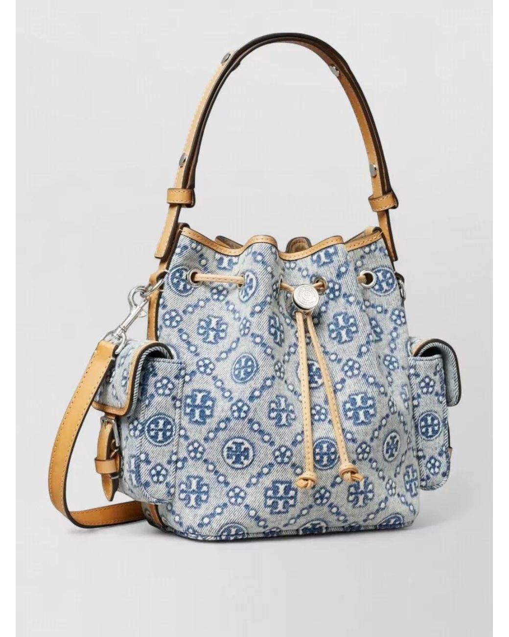 Tory Burch Blue T Monogram Bucket Bag