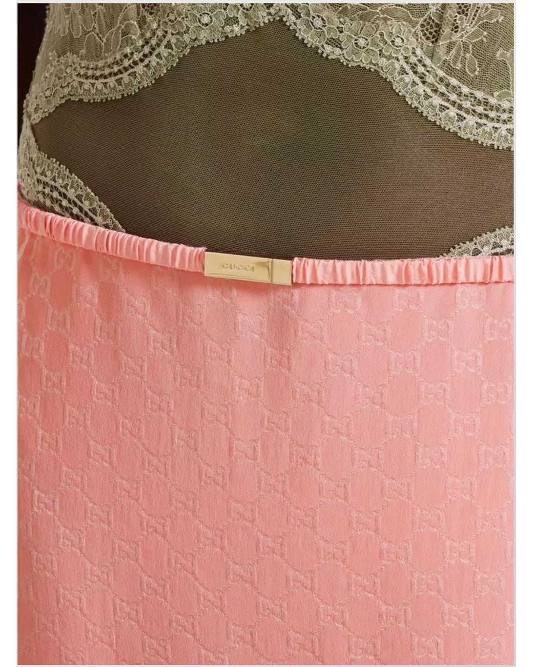 Gucci Pink Silk Gg Jacquard Straight Skirt