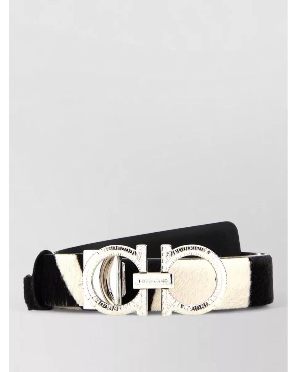 Ferragamo Metallic Calf Hair Leather Reversible Belt