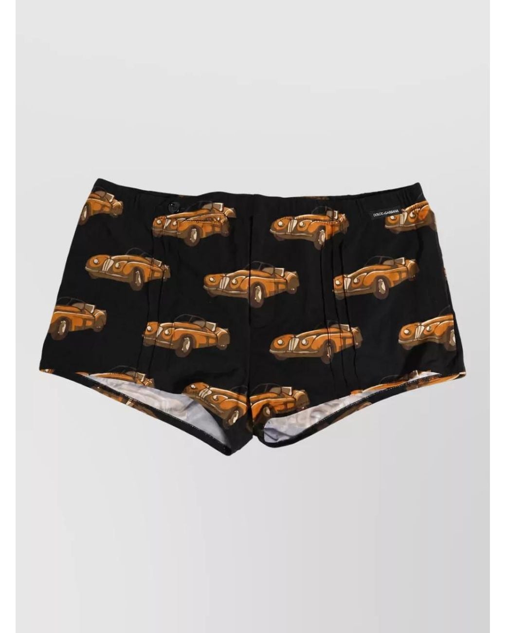 Dolce & Gabbana Black Car Print Swim Trunks for men