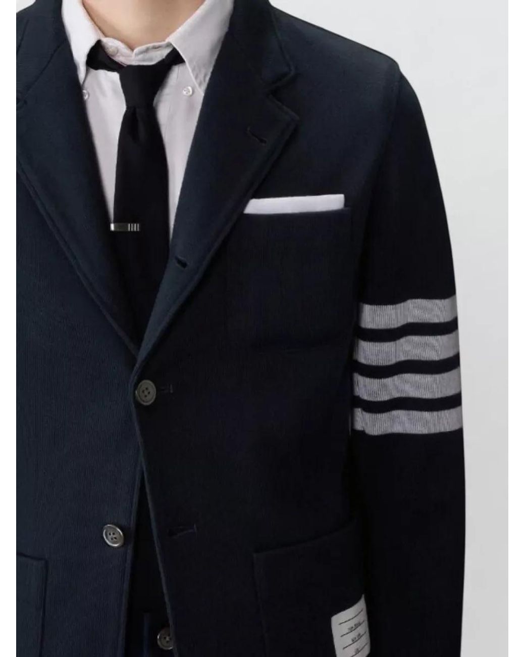 Thom Browne Blue Cotton Double-Face Knit Blazer for men