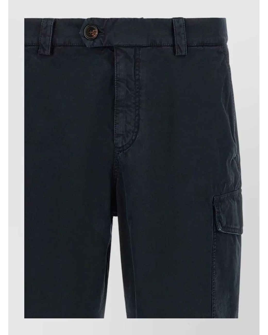 Brunello Cucinelli Blue Cotton Straight-Leg Cargo Shorts for men
