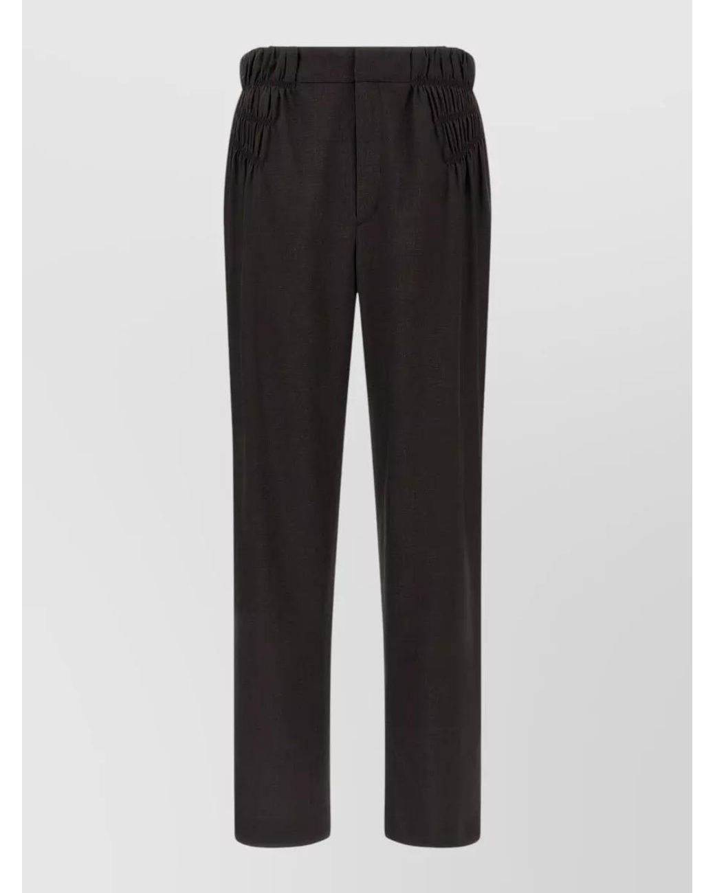 Kiko Kostadinov Black Virgin Wool Smocked Wide-Leg Straight-Leg Trousers for men