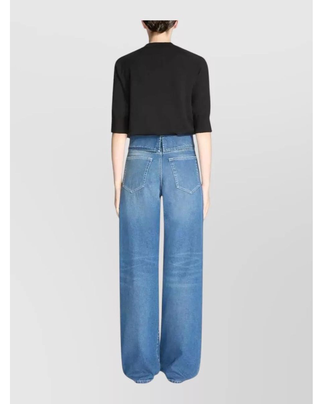 Dries Van Noten Blue Denim Folded-Waist Wide-Leg Jeans