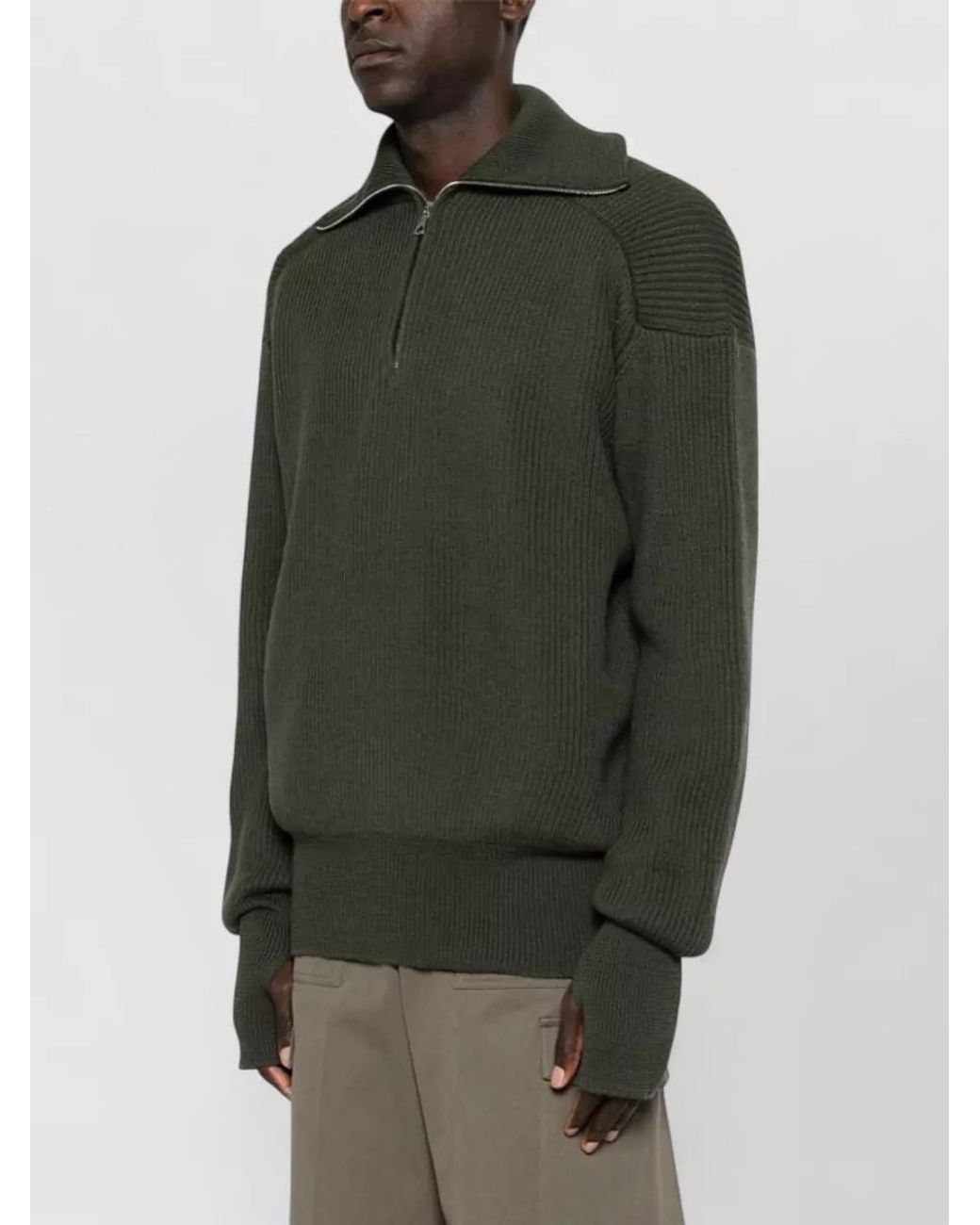 Rier Green Wool Crewneck Jumper for men