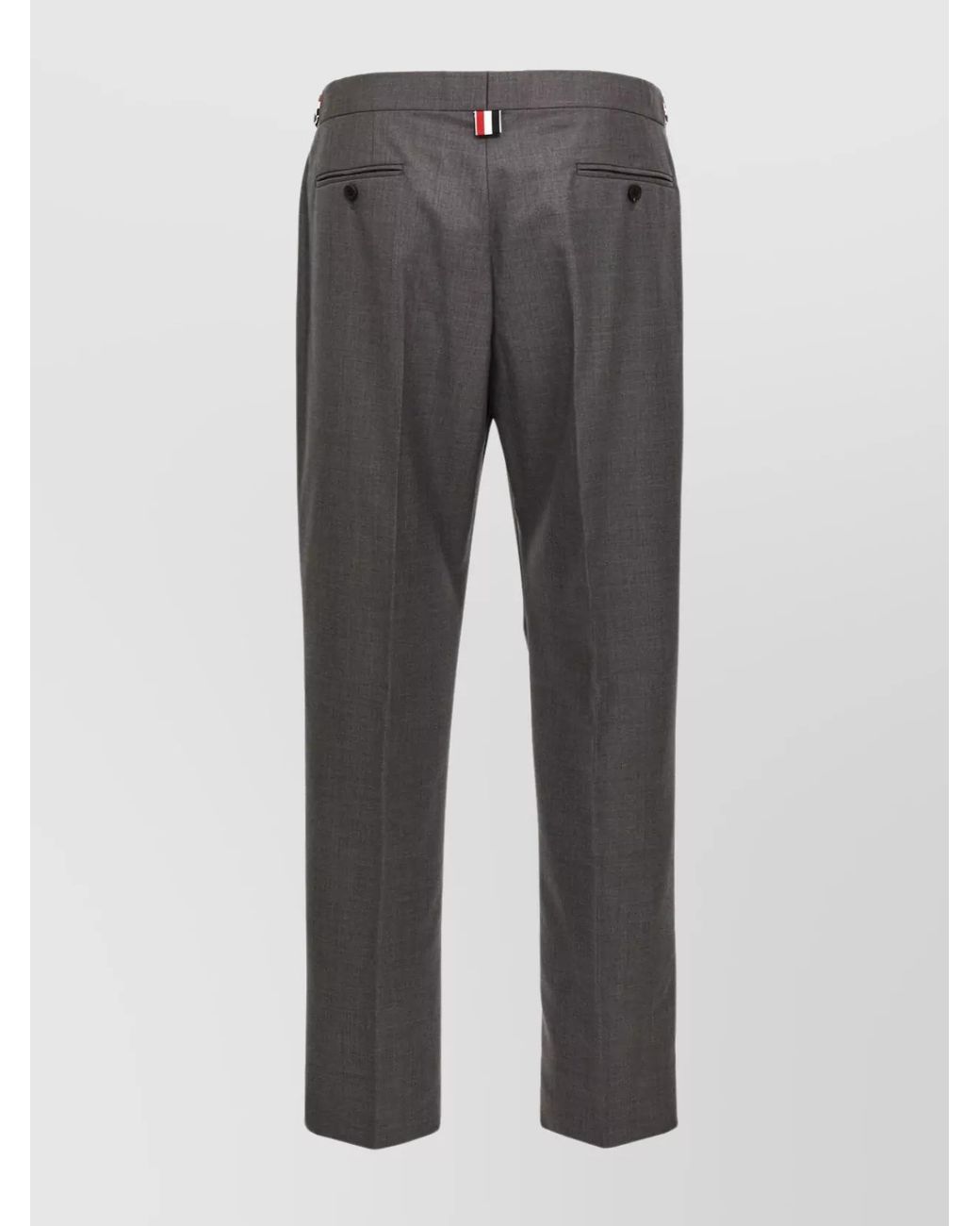 Thom Browne Gray Wool Low-Rise Straight-Leg Trousers for men