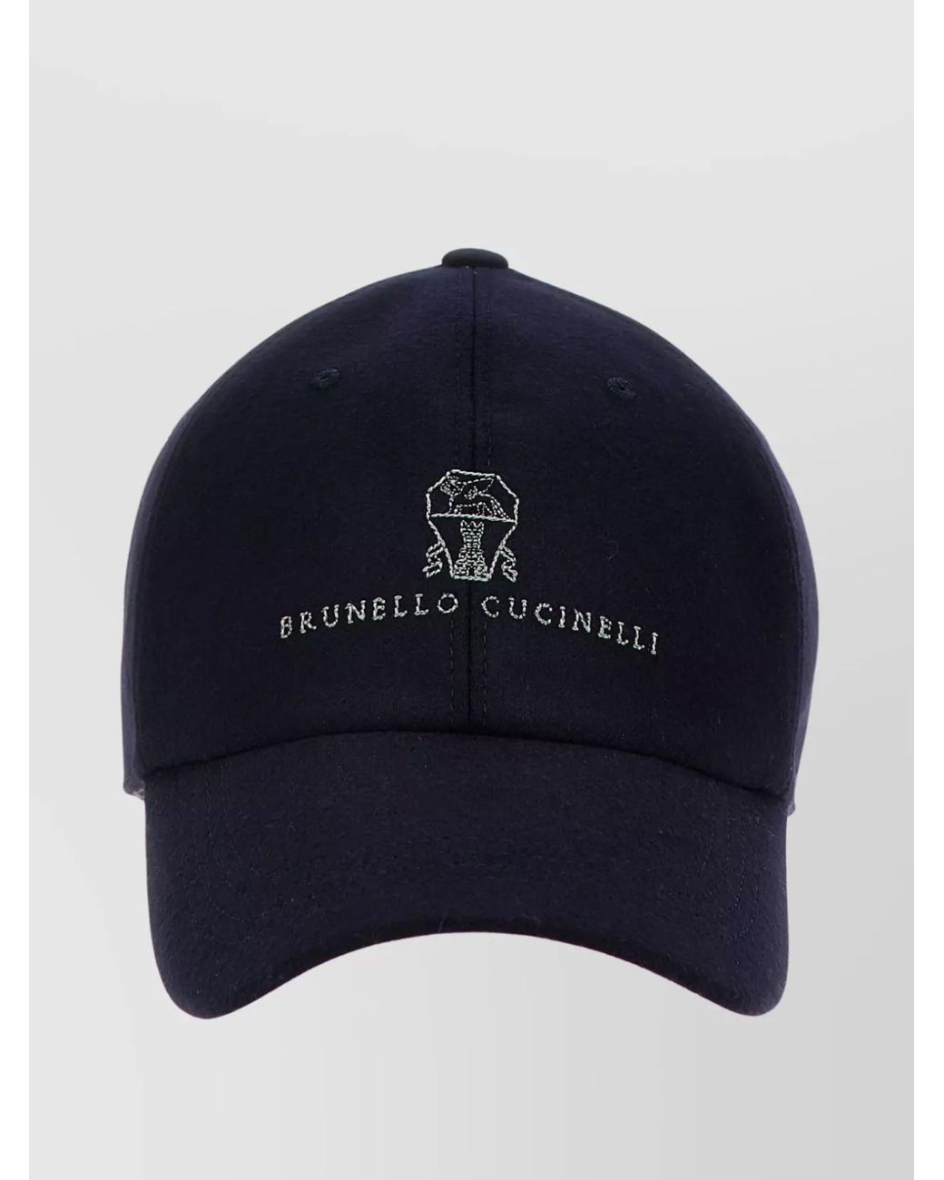 Brunello Cucinelli Blue Embroidered Logo Cap With Curved Brim for men