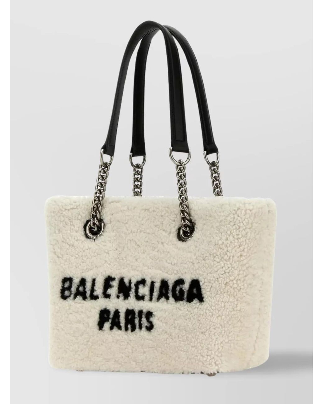 Balenciaga Natural Shopping S Faux Fur Shoulder Bag