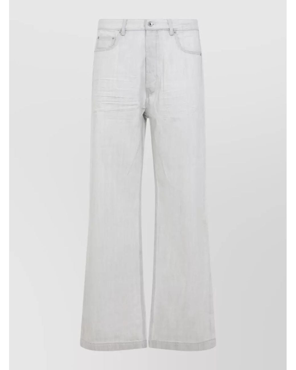 Rick Owens White Denim Mid-Rise Wide-Leg Jeans for men