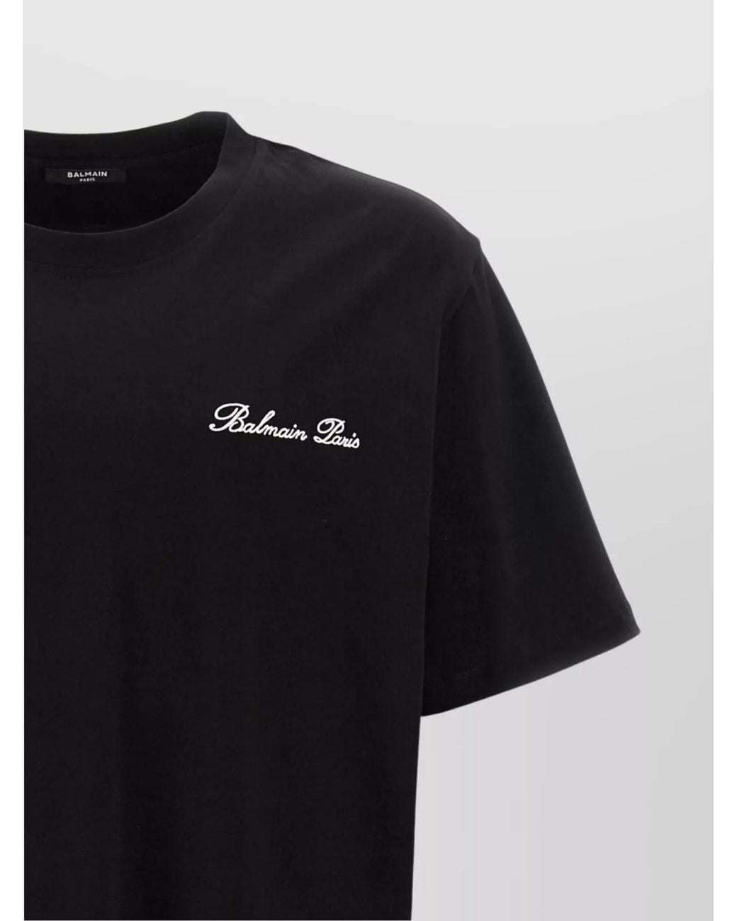 Balmain Black Cotton Logo-Embroidered Regular-Fit T-Shirt for men