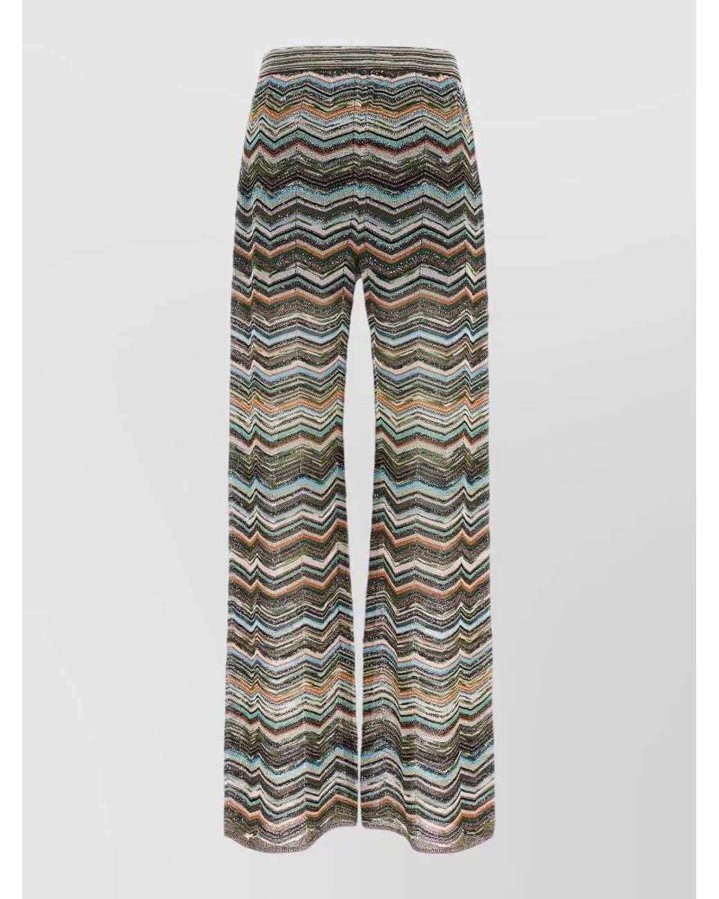 Missoni Gray Zigzag Knit High-Rise Wide-Leg Trousers