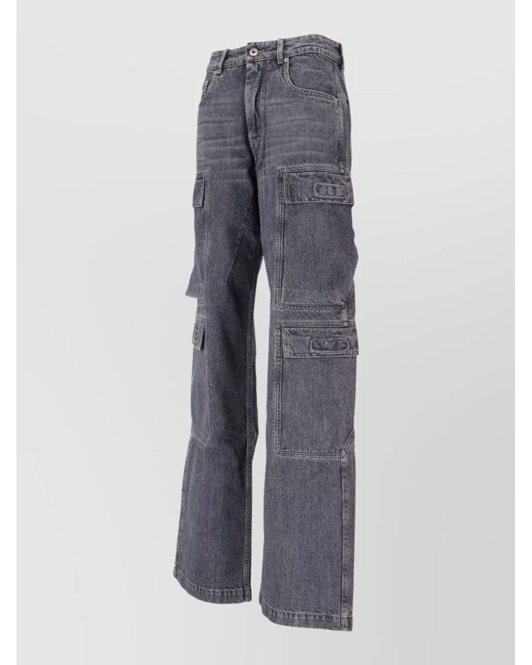 Rick Owens Gray Cotton Wide-Leg Cargo Jeans