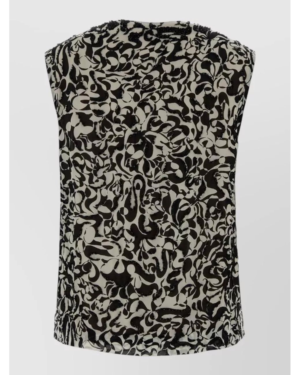 Dries Van Noten Black Printed Crepe Blouse