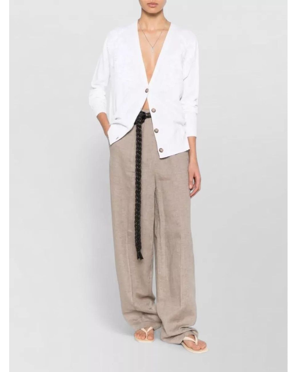 ERMANNO FIRENZE White V-Neck Cardigan