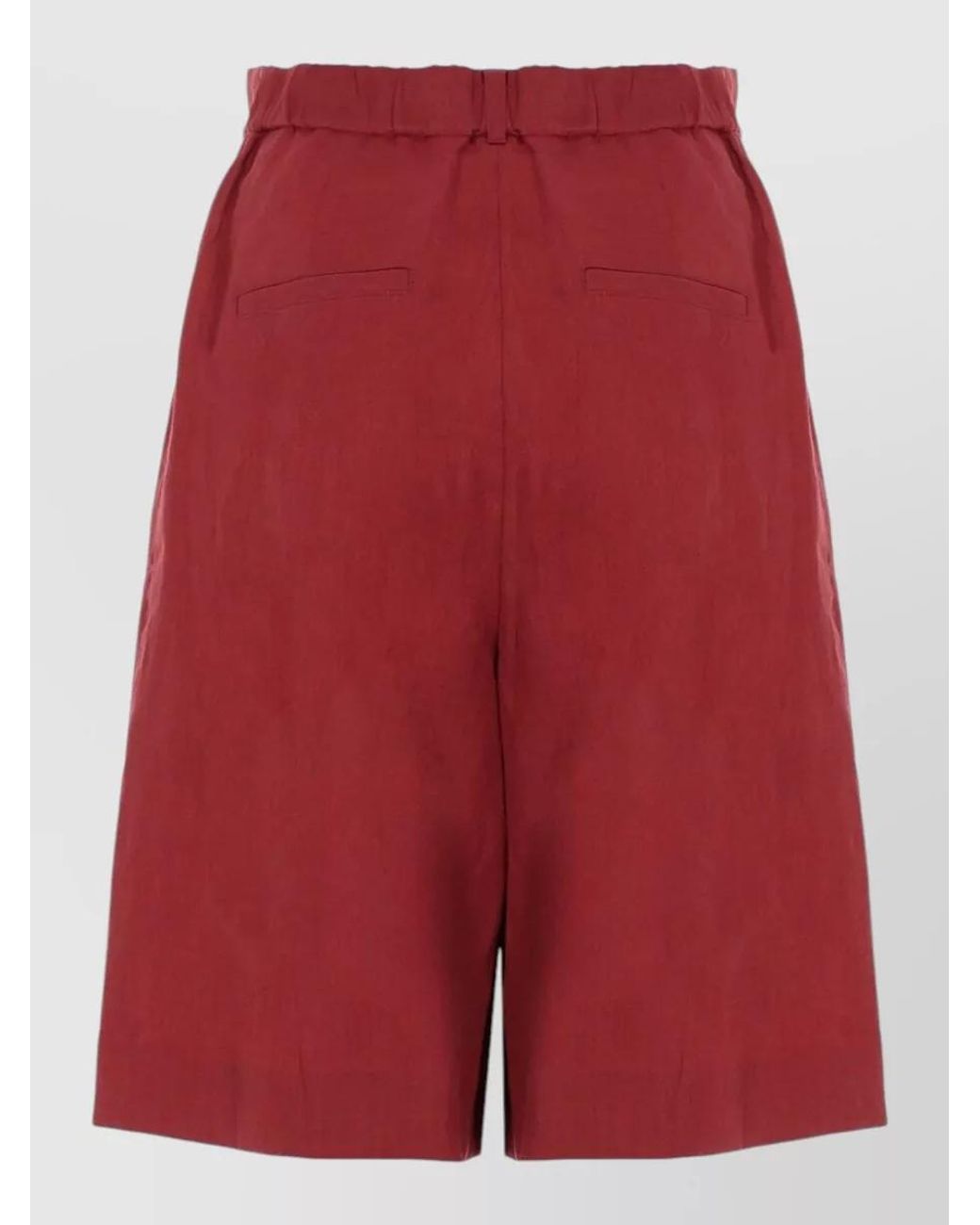 Max Mara Red Linen Wide-Leg Shorts