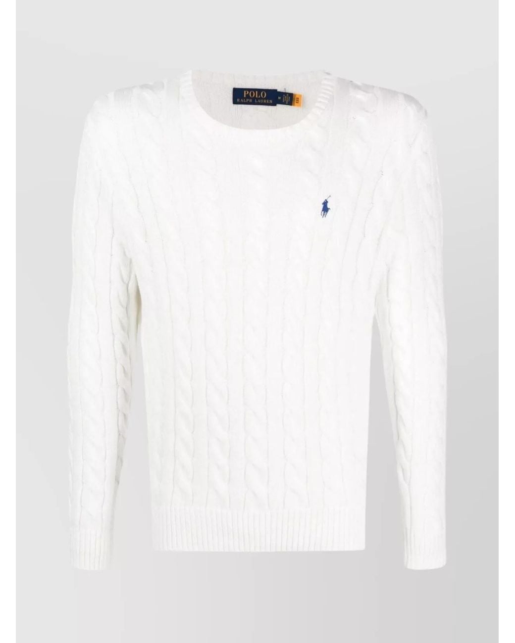 Polo Ralph Lauren White Cable-Knit Cotton Crewneck Sweater for men