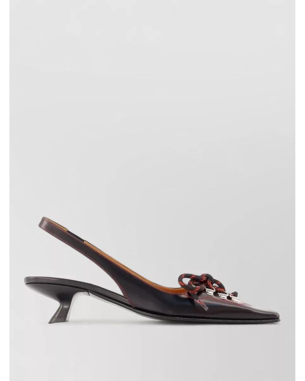 Marni Pink Leather Lace-Up Slingback Mules