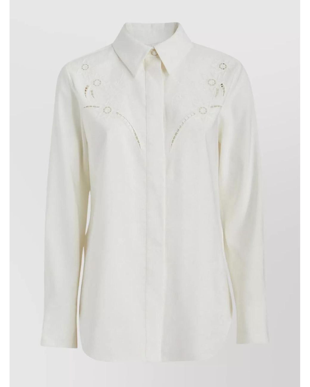 Chloé White Lace Silk Shirt