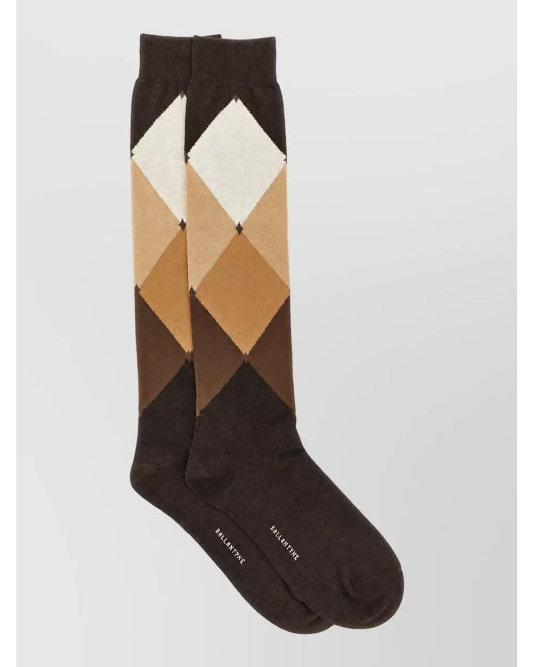 Ballantyne Black Diamond-Pattern Knee-Length Socks for men