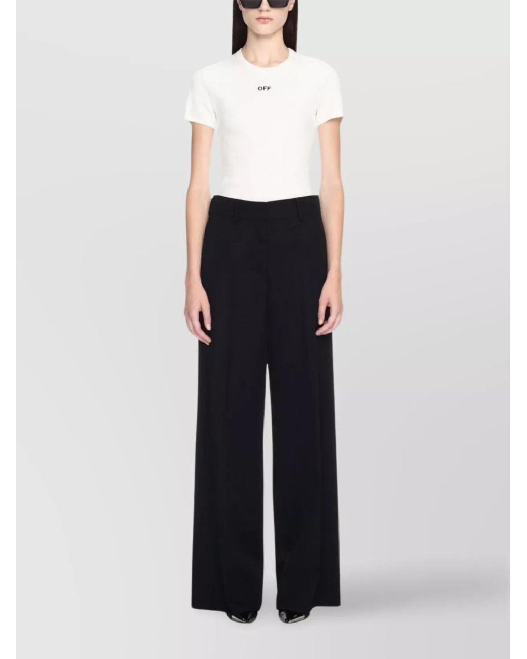 Off-White c/o Virgil Abloh Blue Wool High-Rise Wide-Leg Trousers