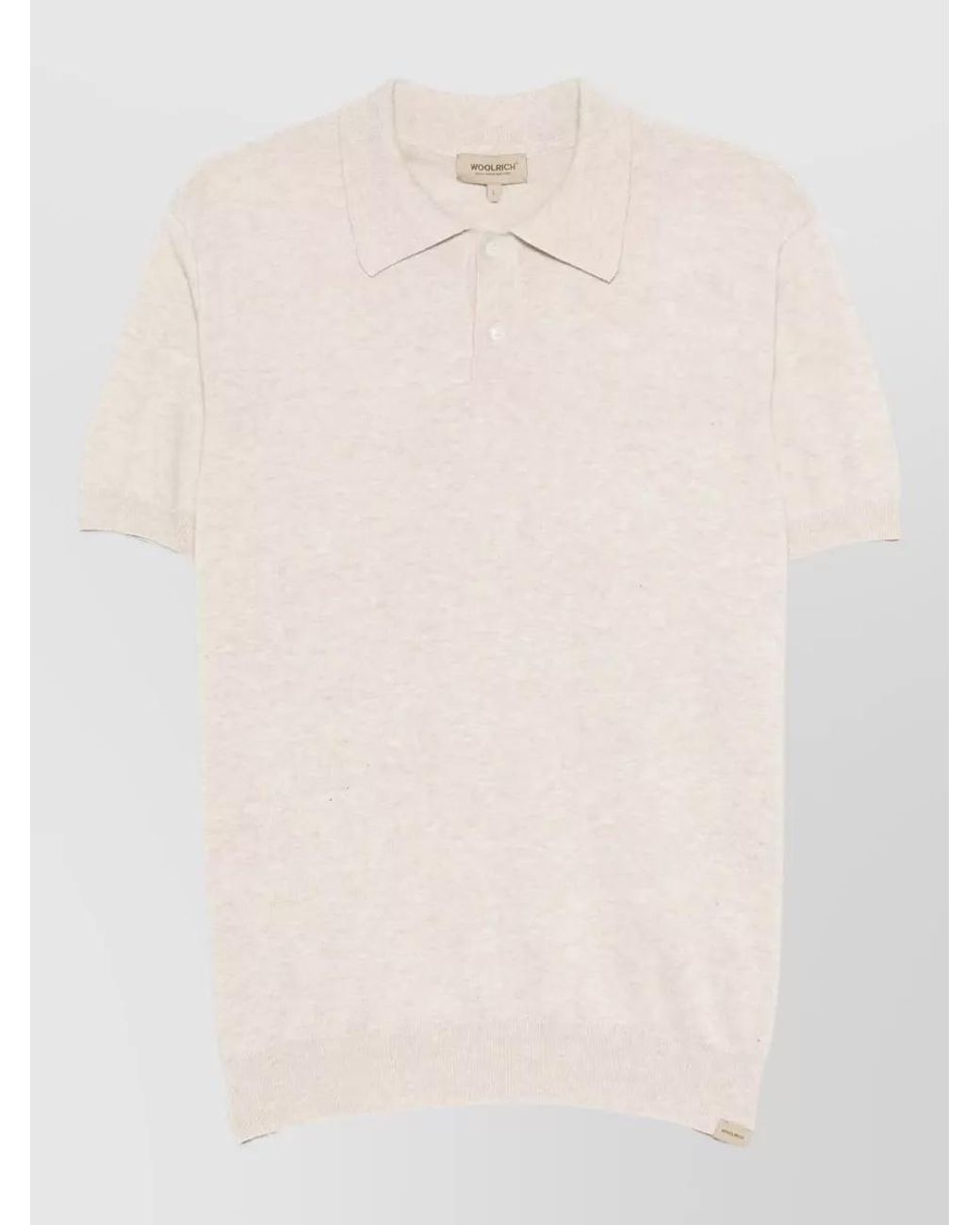 Woolrich Natural Ribbed Knit Short-Sleeve Polo Shirt for men