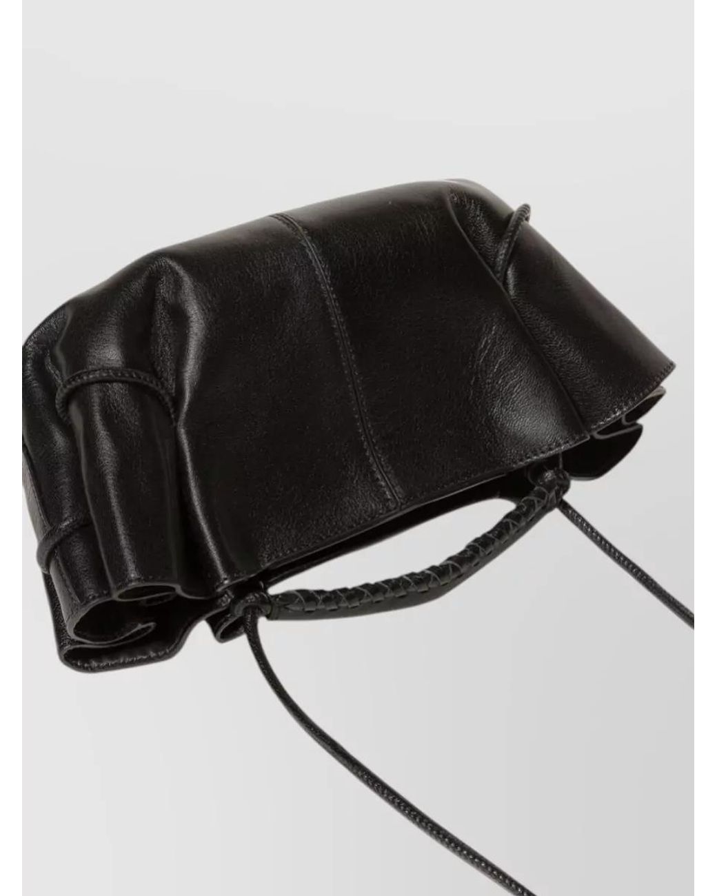 Hereu Black Leather Pleated Mini Bag