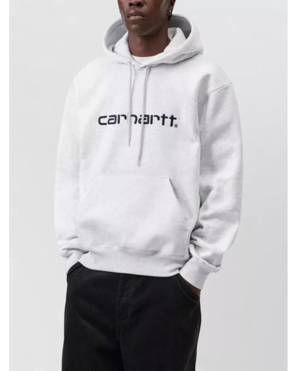 Carhartt White Cotton Logo Hoodie for men