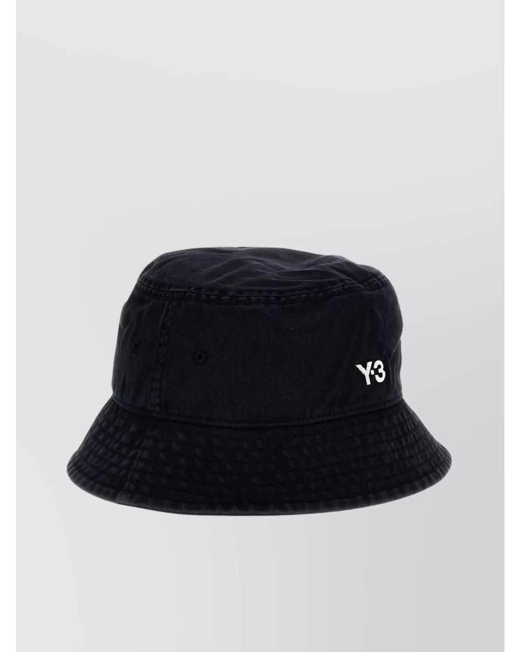 Y-3 Black Cotton Logo Bucket Hat for men