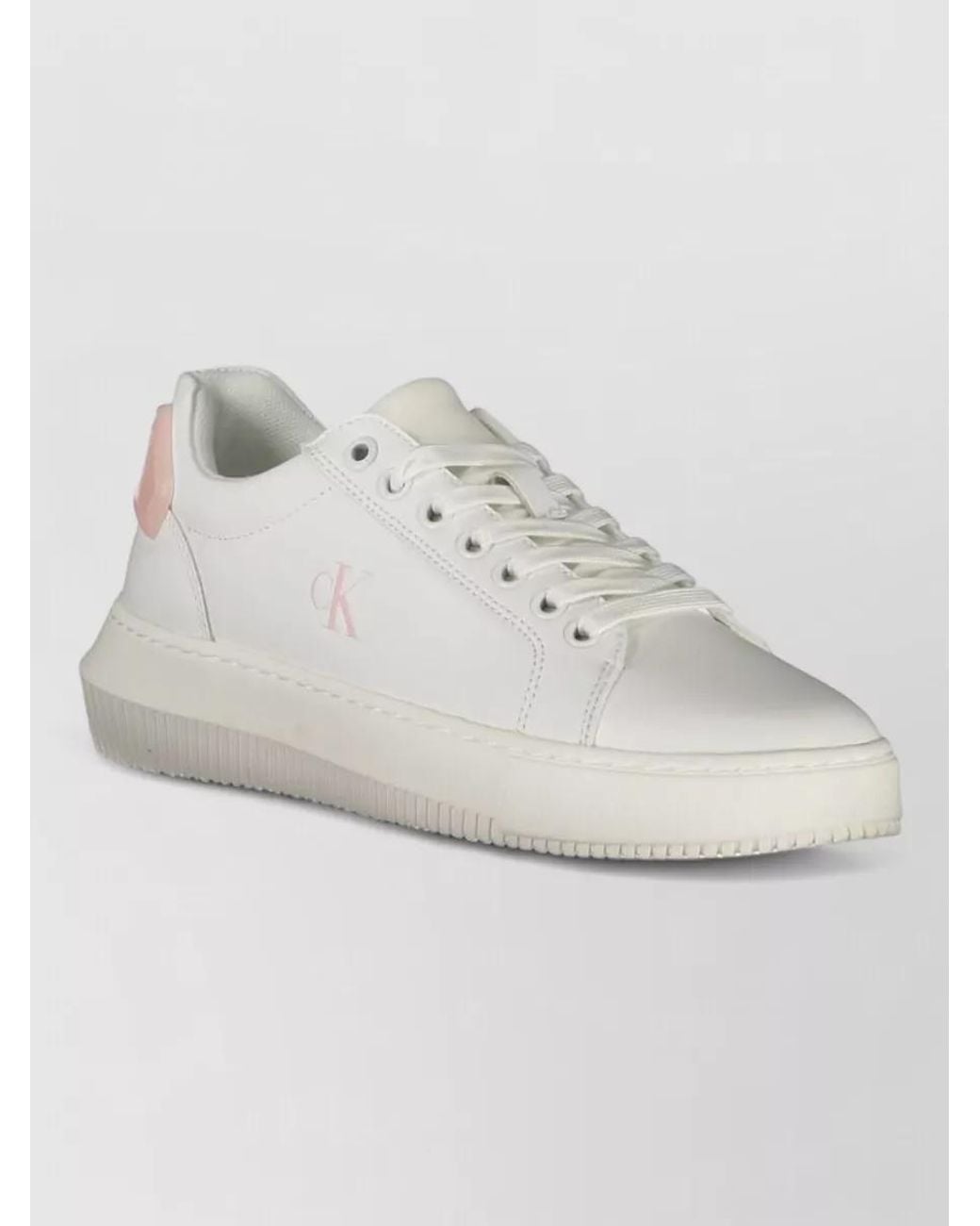 Calvin Klein White Leather Lace-Up Sneakers