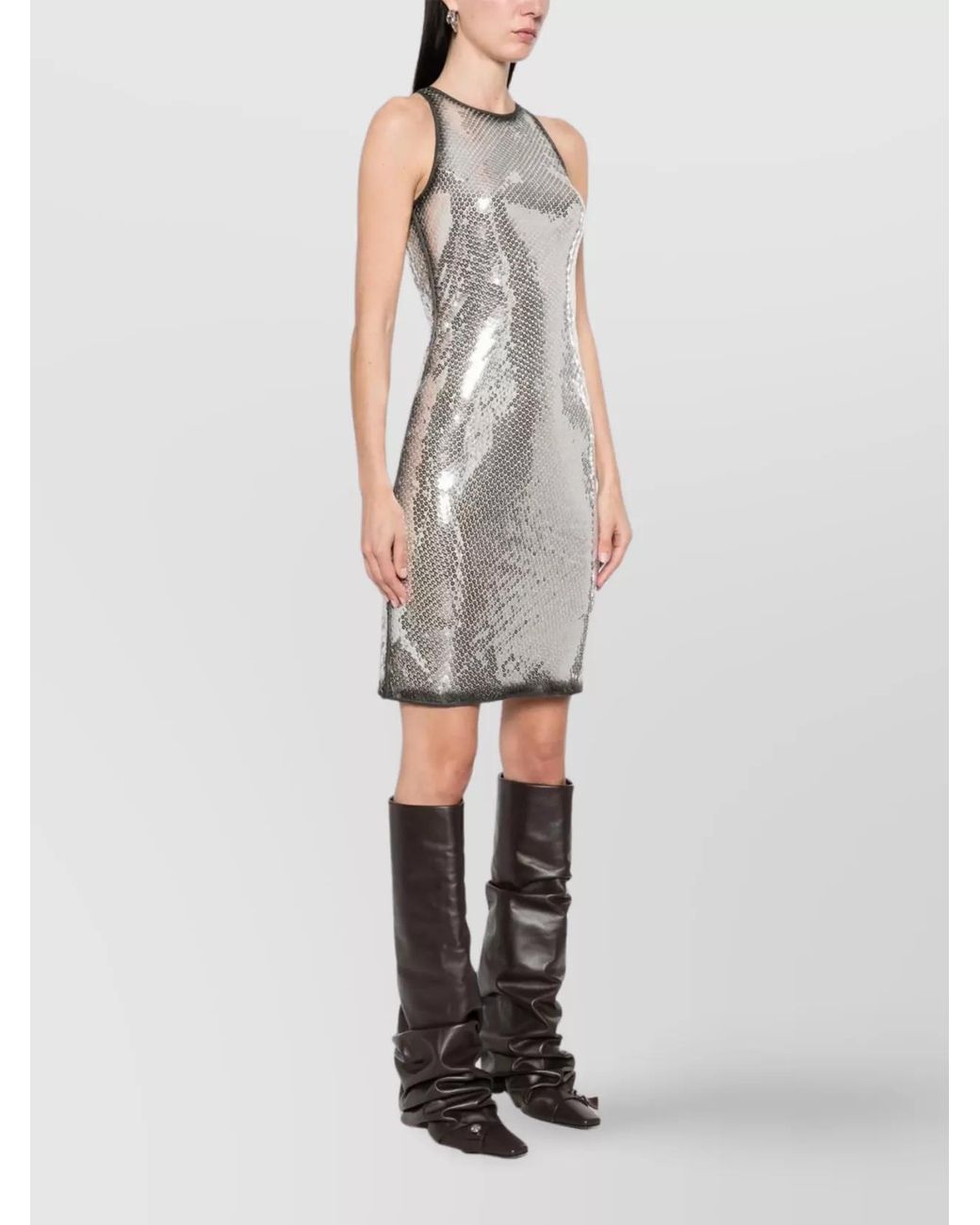 The Attico White Sequin-Embellished Sleeveless Mini Dress