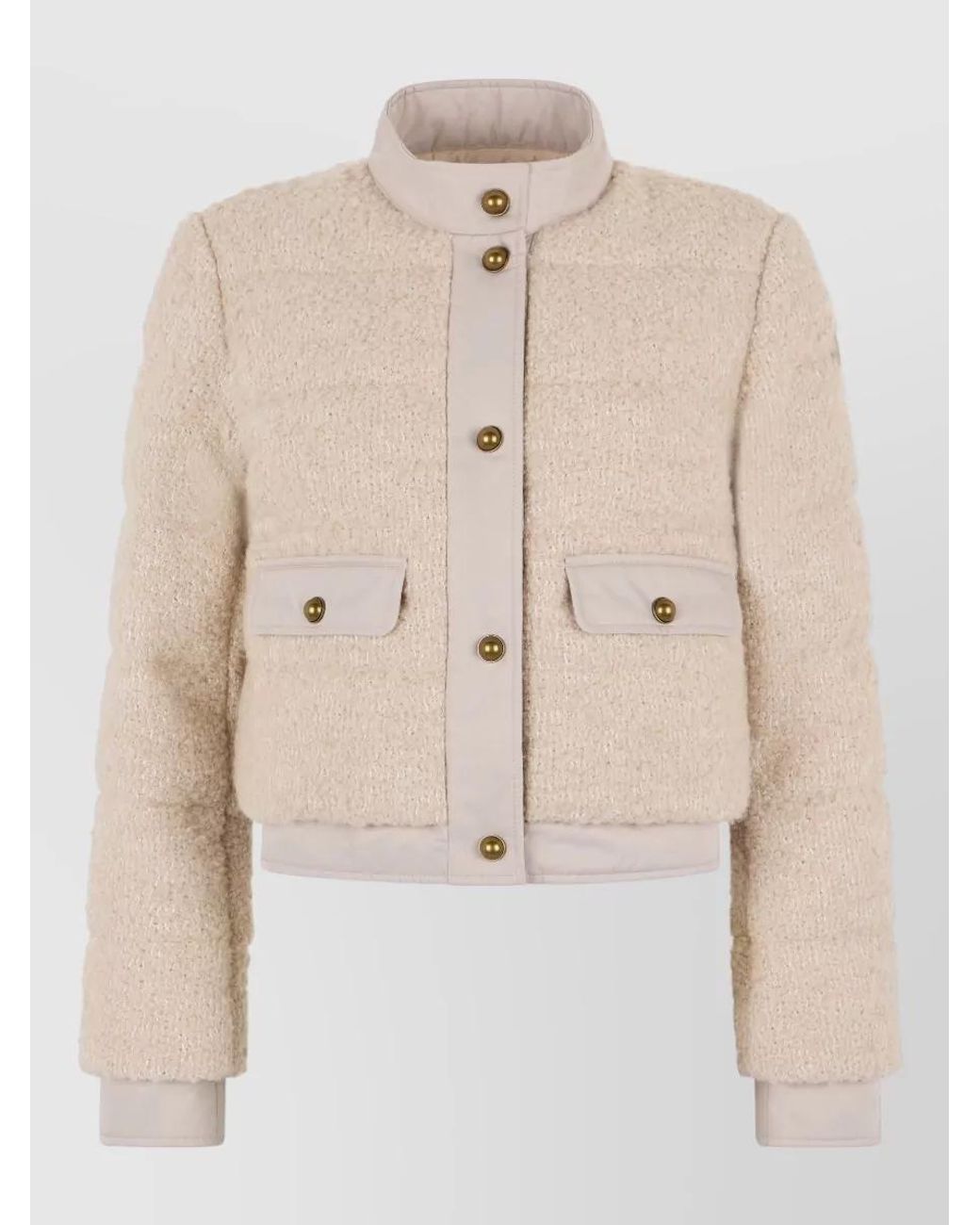 Moncler Natural Boucle Down Fitted Jacket