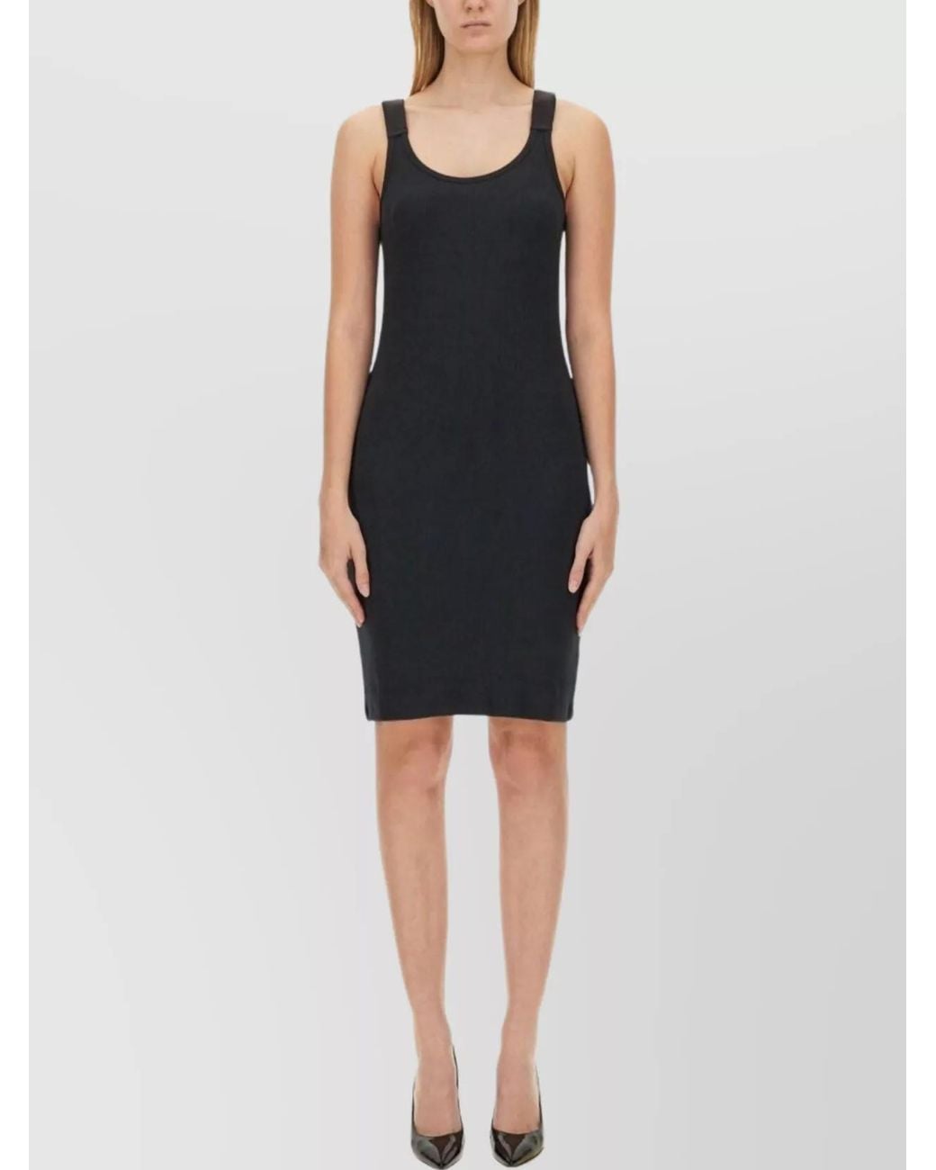 Helmut Lang Black Slim-Fit Tank Knee-Length Dress