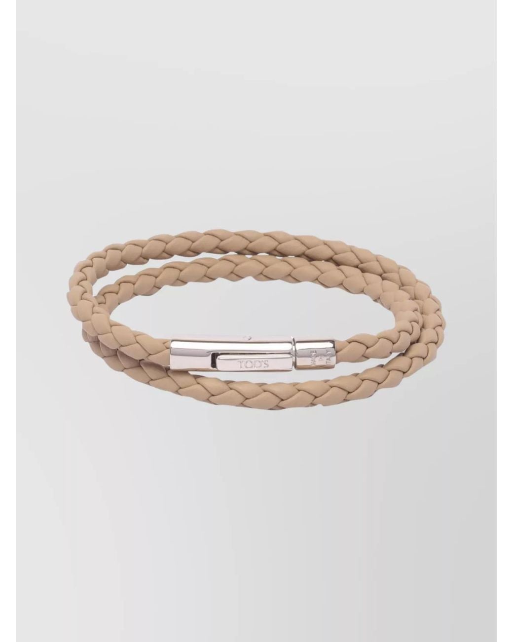 Tod's White Leather Woven Bracelet for men
