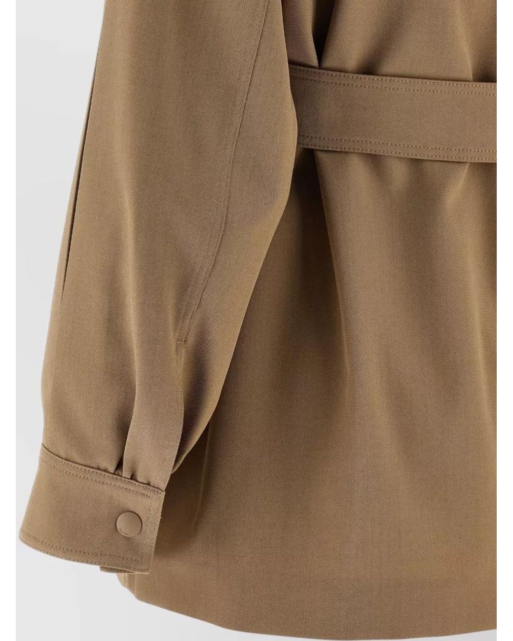 Max Mara Natural Virgin Wool Belted Shirt Jacket