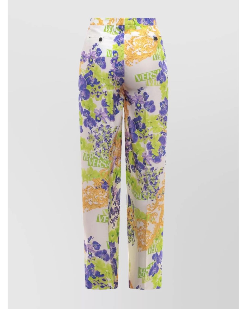 Versace White High-Rise Wide-Leg Viscose Trousers