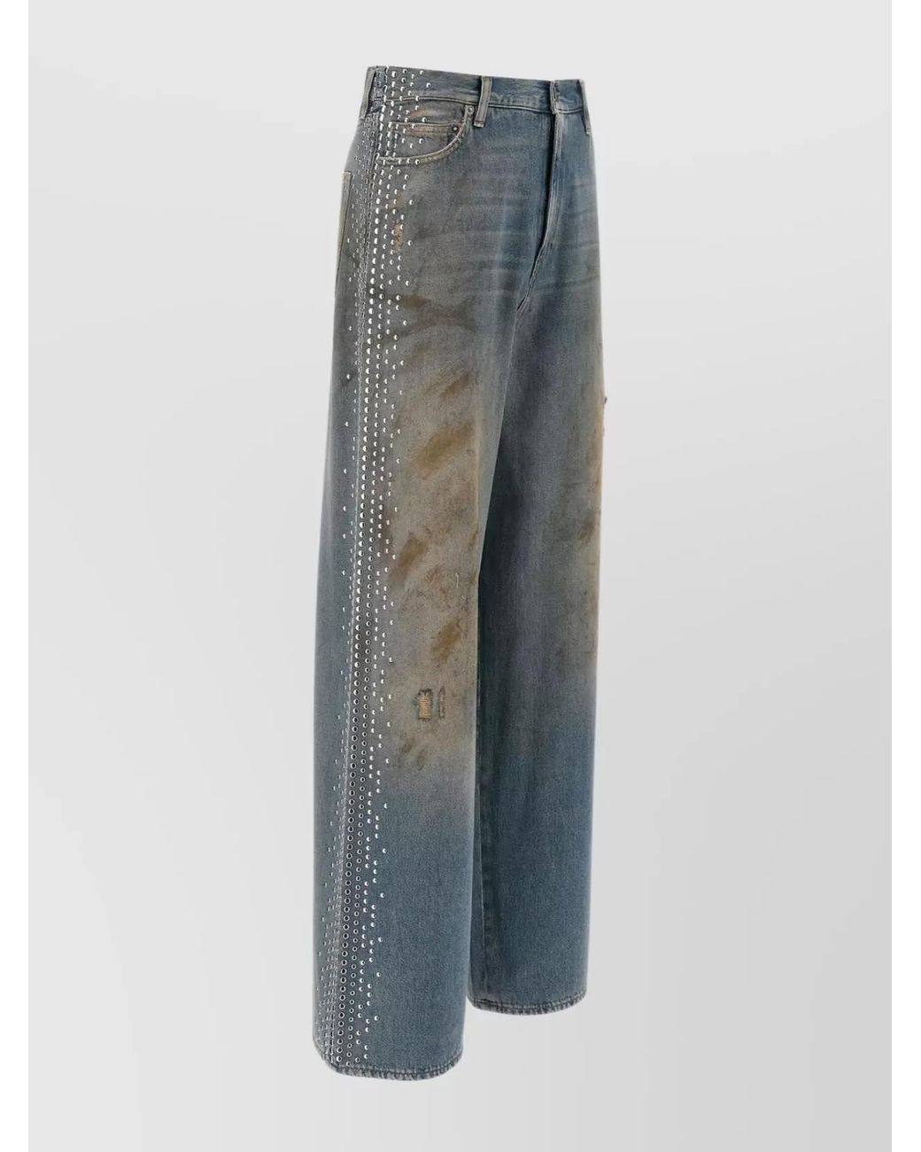 Golden Goose Deluxe Brand Blue Studded Wide-Leg Denim Boyfriend Jeans
