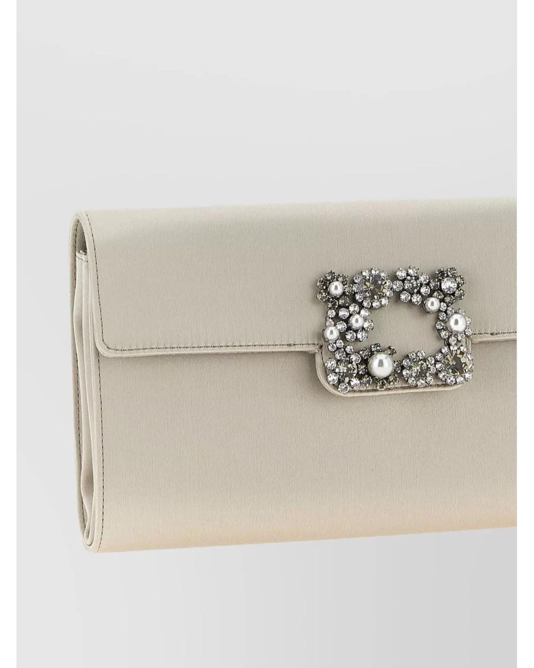 Roger Vivier Natural Satin Clutch Bag