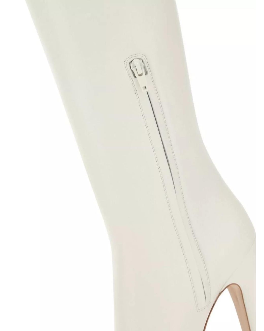 Bottega Veneta White Pointed Heel Leather Boots