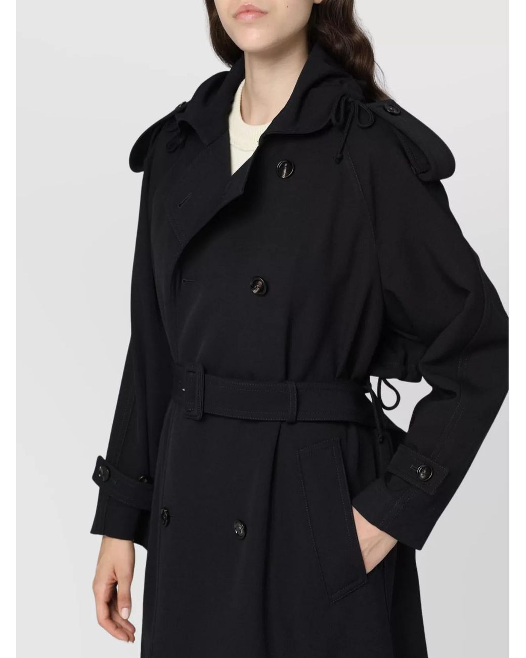 Bottega Veneta Blue Wool Double-Breasted Trench Coat
