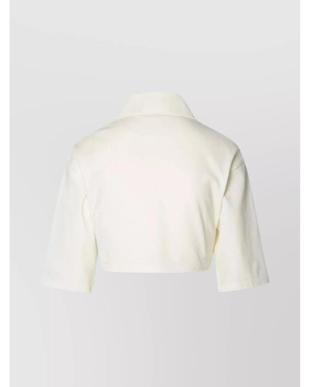Palm Angels Natural Cropped Logo-Print Polo Shirt