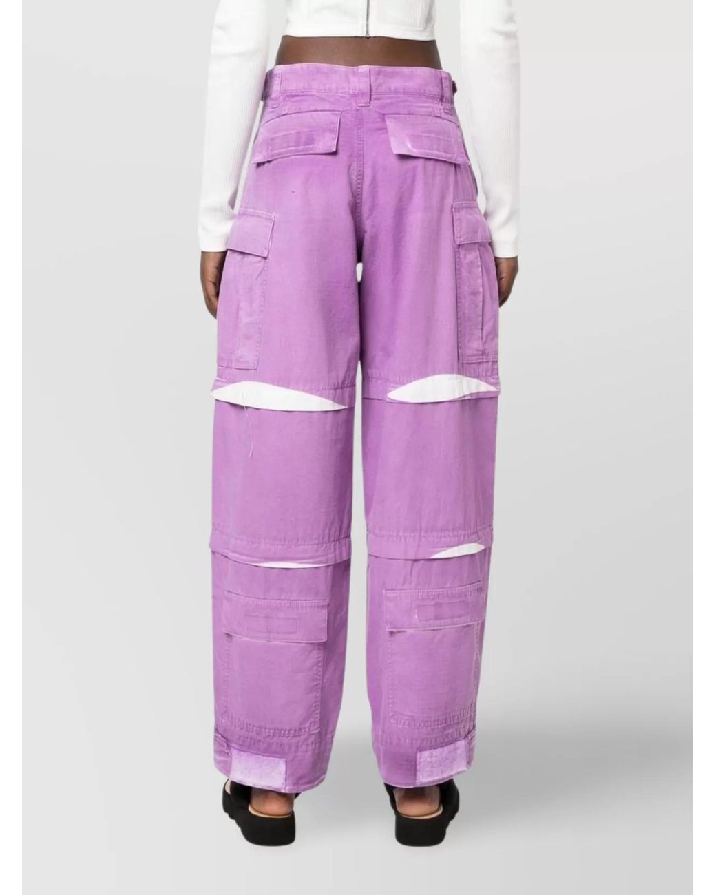 DARKPARK Purple Cotton Wide-Leg Cargo Trousers