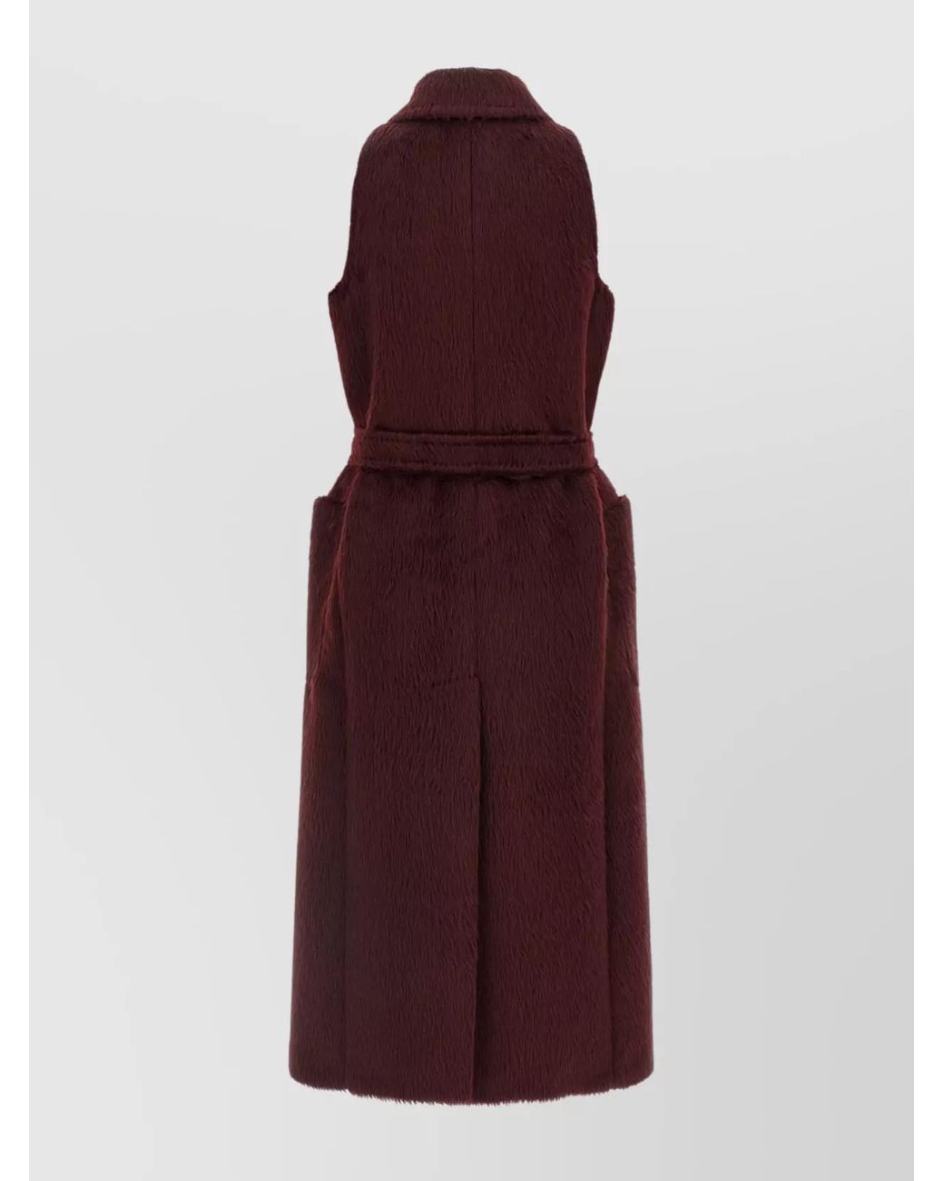 Max Mara Purple Alpaca Wool Long Sleeveless Belted Coat