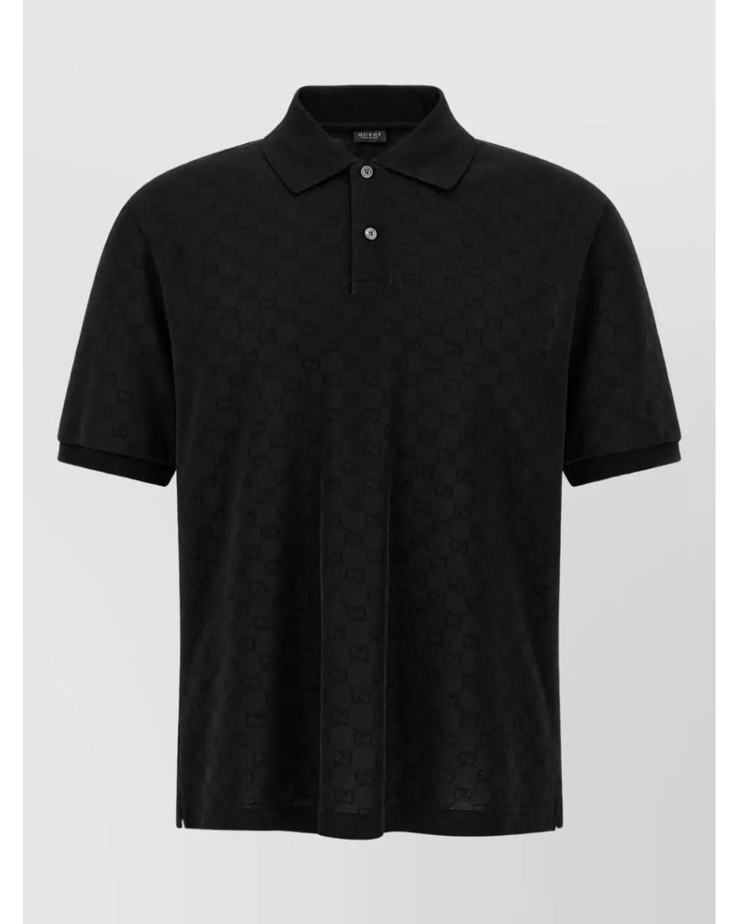 Gucci Black Jersey Gg Logo-Pattern Polo Shirt for men