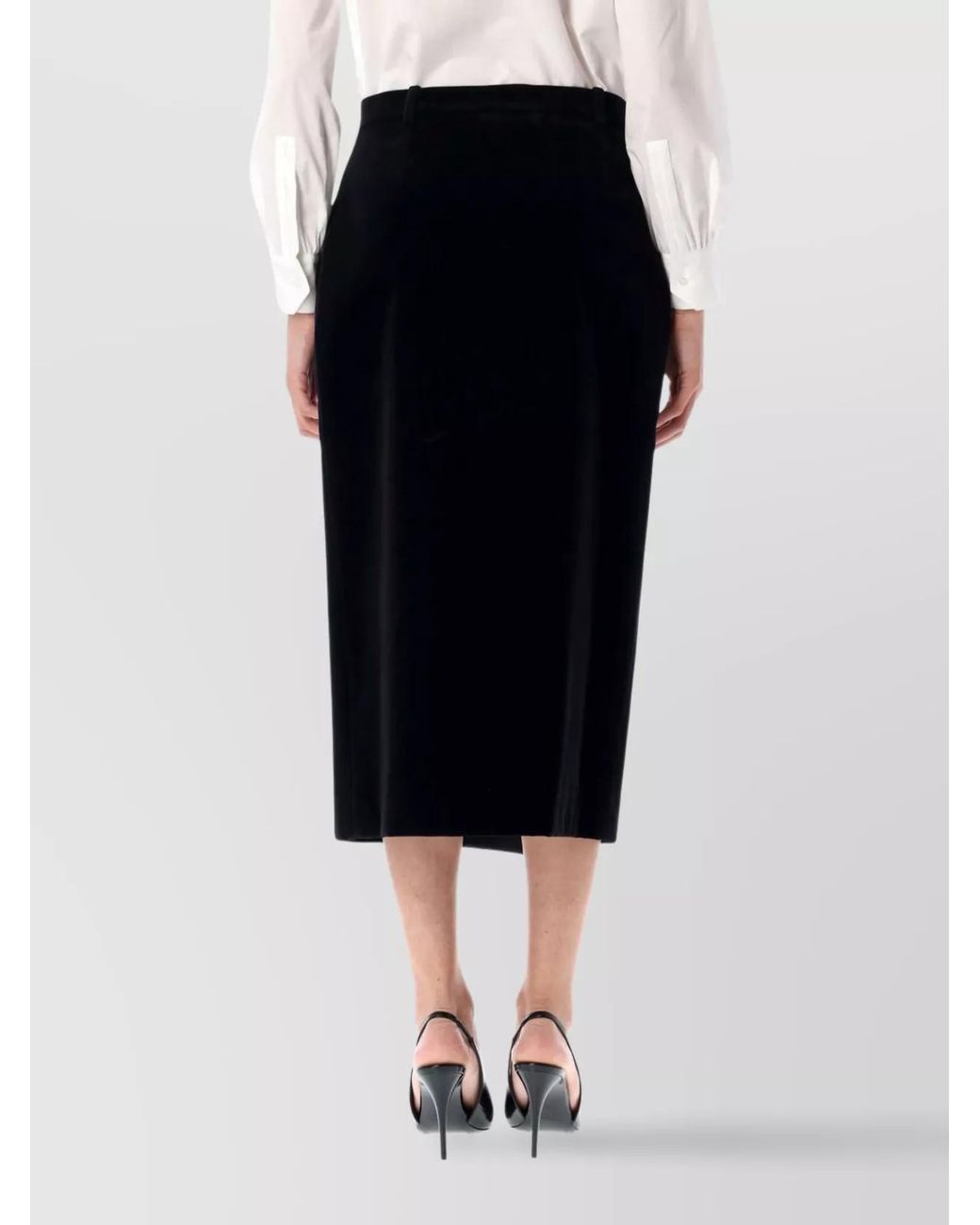 Saint Laurent Black Velvet Midi Wrap Skirt
