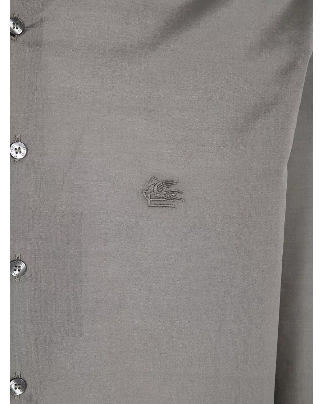 Etro Gray Cotton Classic Shirt for men