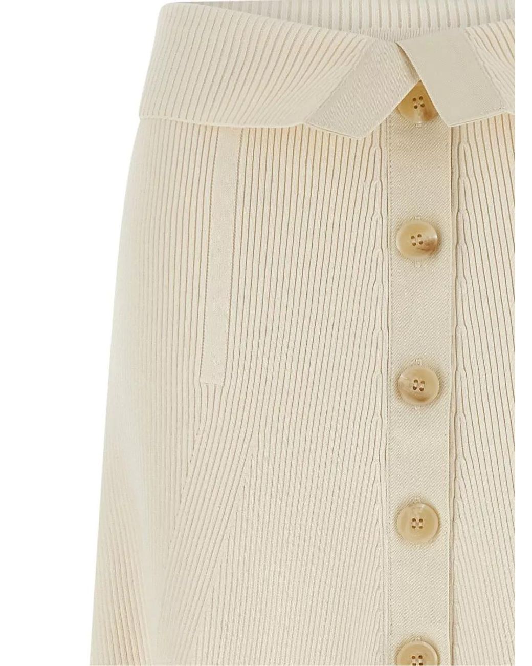 Zimmermann Natural Ribbed Midi A-Line Skirt