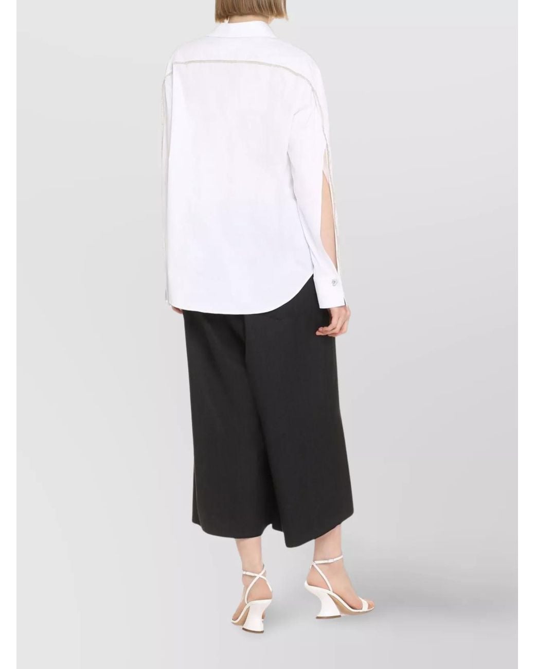 Genny White Embellished Stretch Shirt