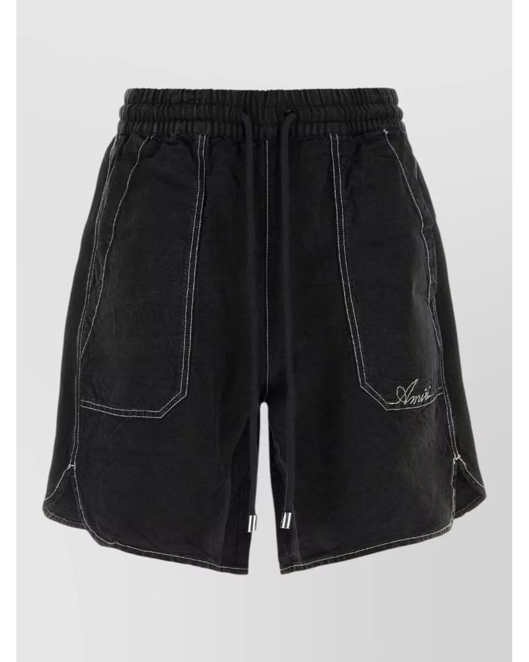 Amiri Black Linen Blend Bermuda Shorts for men